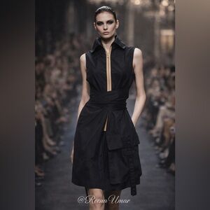 Marie Saint Pierre Black Belted Sleeveless Dress – Size 2